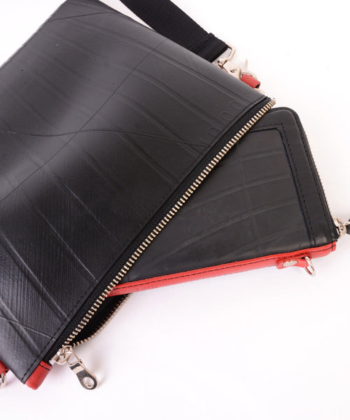 Reversible mini sakosh made of genuine leather