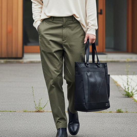 A high-performance, stylish vertical tote bag with excellent durability and water resistance